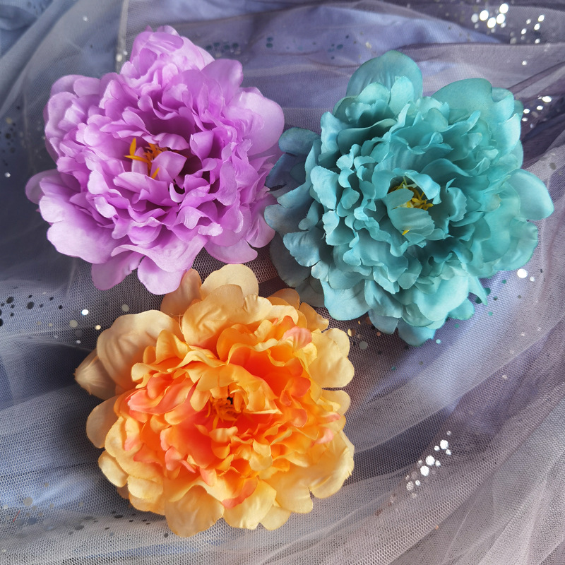 Performance dance: Huzi skirt with artificial peony headpiece, Hanfu-style vintage photo prop, Tang Dynasty-inspired hair clip & accessories for women