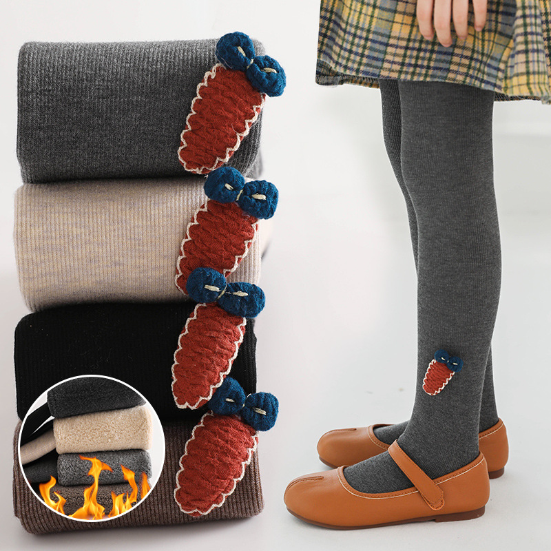 女童寶寶打底褲秋冬加絨加厚兒童豎條連褲襪緊身褲兒童連體褲襪