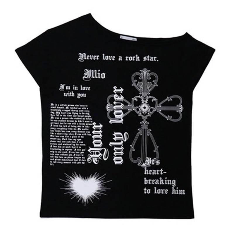 aespa Yoo Jimin's Same Korean ILLIO асимметричная футболка с открытыми плечами и короткими рукавами, женский летний топ на одно плечо в стиле ретро