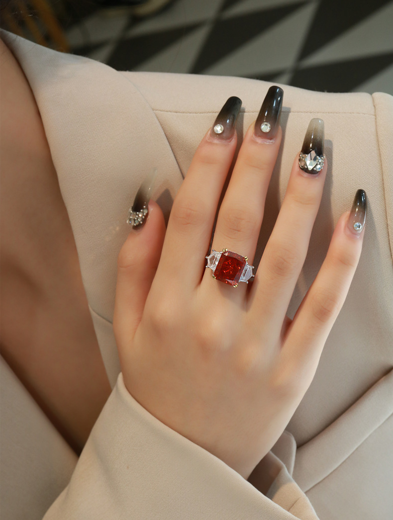 Fashion Geometric Sterling Silver Inlay Zircon Rings 1 Piece