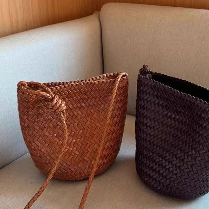 Imitation Woven Casual French Bag 2025 New Large-Capacity Trendy Single-Shoulder Niche Textured Bucket Bag Fashion Imitation Woven Casual French Bag 2025 New Large-Capacity Trendy Single-Shoulder Niche Textured Bucket Bag Fashion