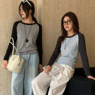 Morishima Autumn and Winter Wool Tencel Acetic Acid Base Shirt Women's New Bumped Sleeve Long Sleeve Top Round Neck Skin-Friendly Sweater