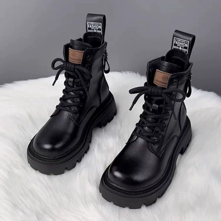 Толстое дно плюс бархат утолщенные теплые водонепроницаемые снежные сапоги женский 2024 новый зимний английский стиль Мартин сапоги женские короткие сапоги