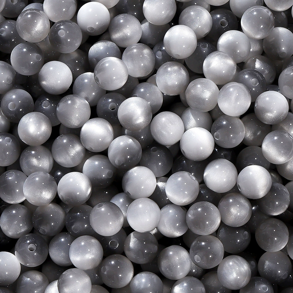Resin cat's‑eye round beads, 8/10/12 mm, drilled 1.6/1.8/2.0 mm, assorted colors