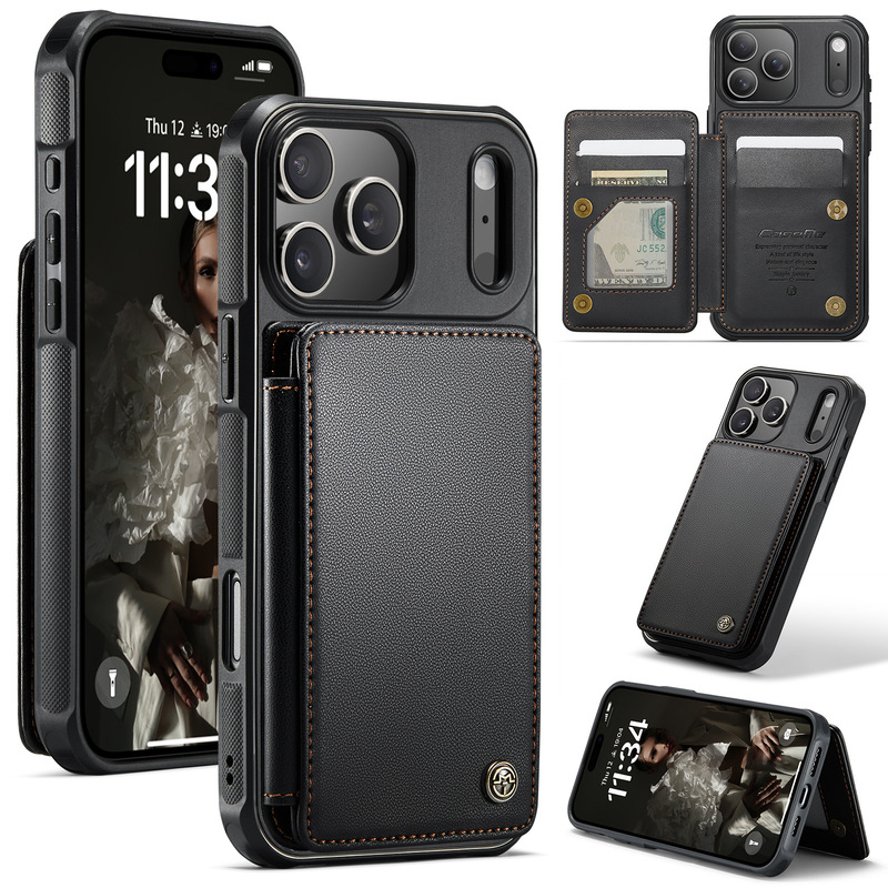 Suitable for iPhone 17 Flip Phone Case, Samsung S25 Card Slot Protective Case, Apple 16 Anti-Theft Phone Leather Case