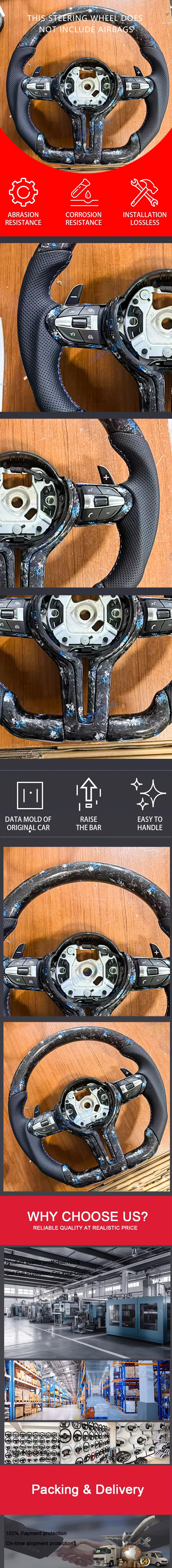 Suitable for BMW F30 F10 F31 F20 F25 F22 F36 F33 F32 forged blue foil steering wheel