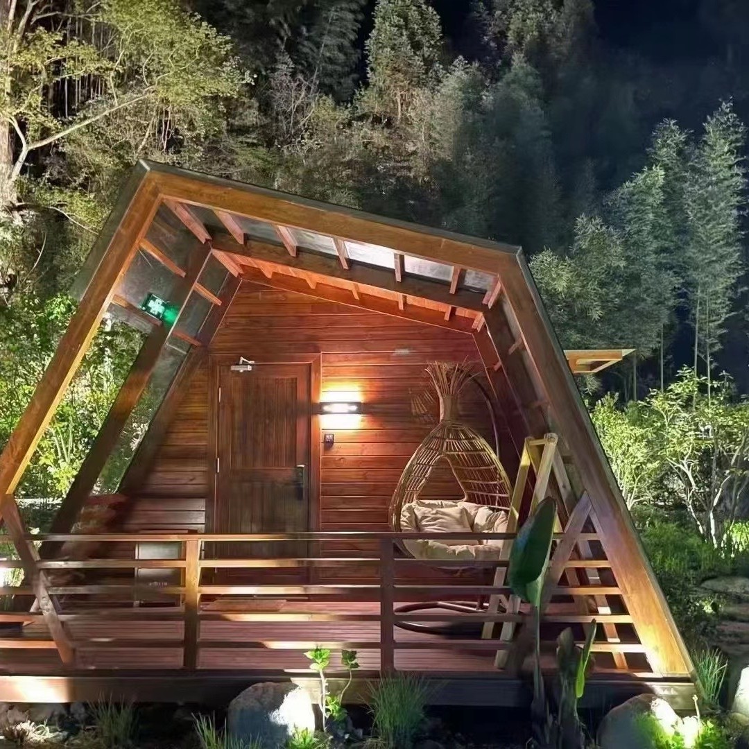 Red neta fabricante de carpas triangular comedor al aire libre olla caliente lujo salvaje a prueba de lluvia casa de familia casa de madera camping estrella producción de habitación