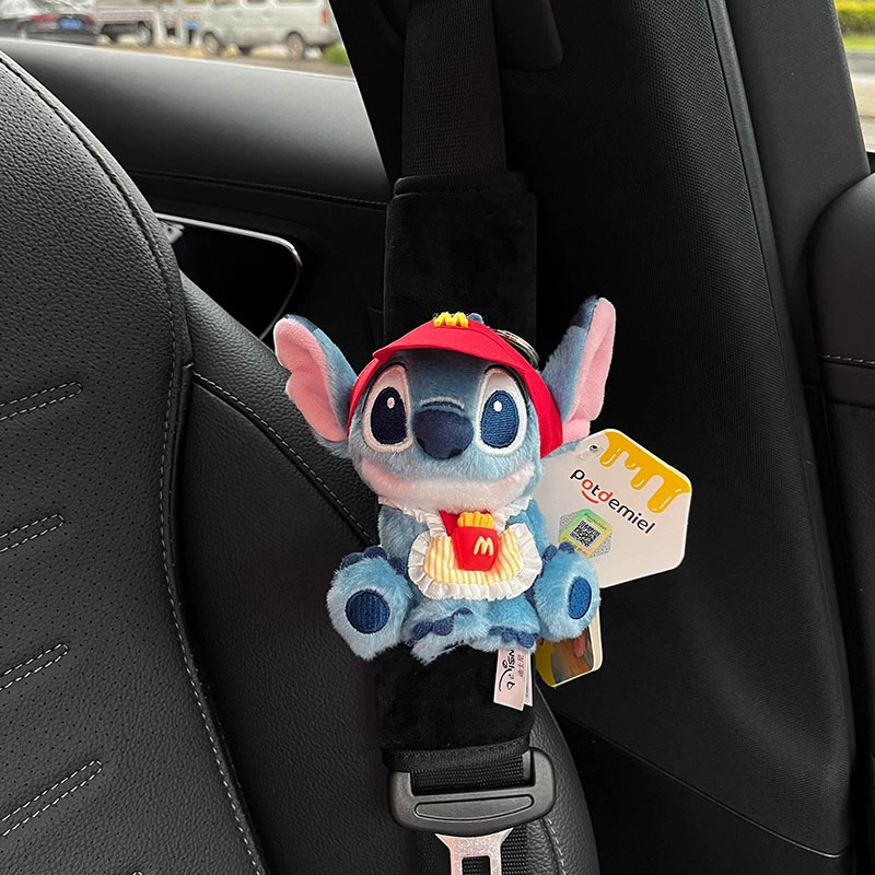 Оригинальный подарочный набор Stich Sweetheart Stich для украшения салона автомобиля, милой куклы, наплечного ремня безопасности
