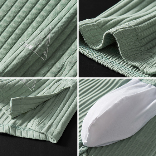 GTOPX MAN Men's Home Pants Loose Personalized Solid Color Ribbed Cotton Shorts Arrow Pants One Piece Cross-border Shipping