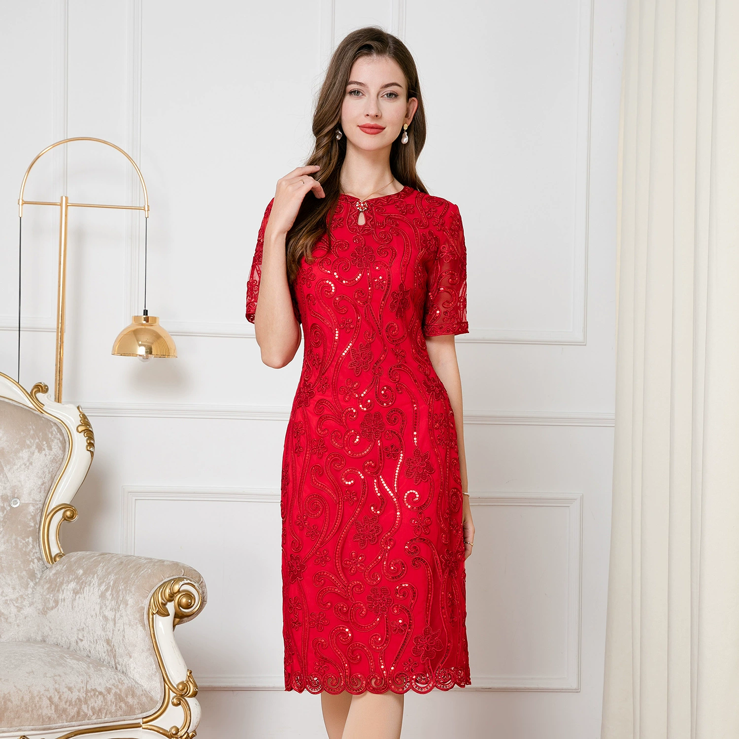 Подарки для волос от поколения фирменные платья 2024 лето новый средний и пожилой большой размер женская юбка свекрови