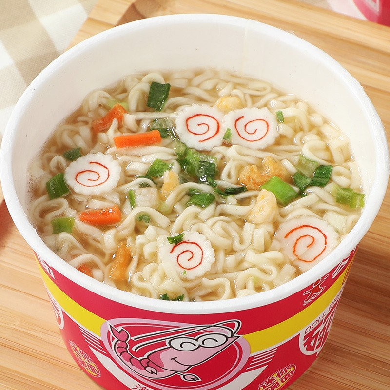 包邮迷你公仔面小碗泡面34g海鲜味碗仔面速食方便面18碗整箱批发