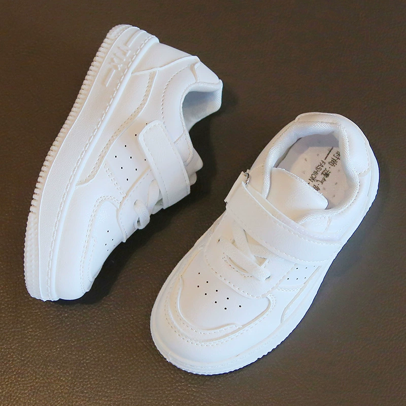 Children's summer sneakers, breathable white shoes, footwear, sports shoes with velcro, soft sole, for teenagers
