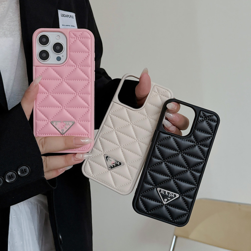 小羊皮压印菱格高级感轻奢潮牌适用iPhone17Promax防摔苹果手机壳|undefined