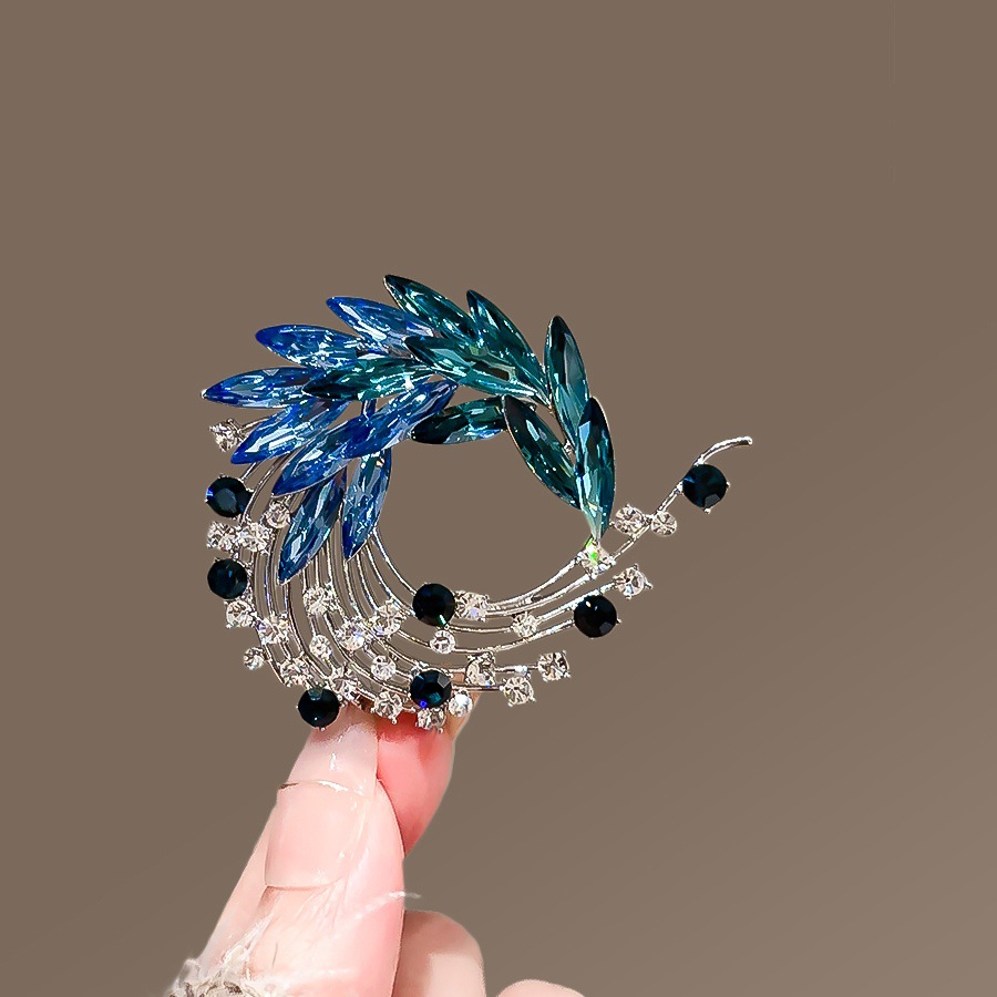 Broche queue de phénix en cristal bijou élégant pour femme_voghion.com