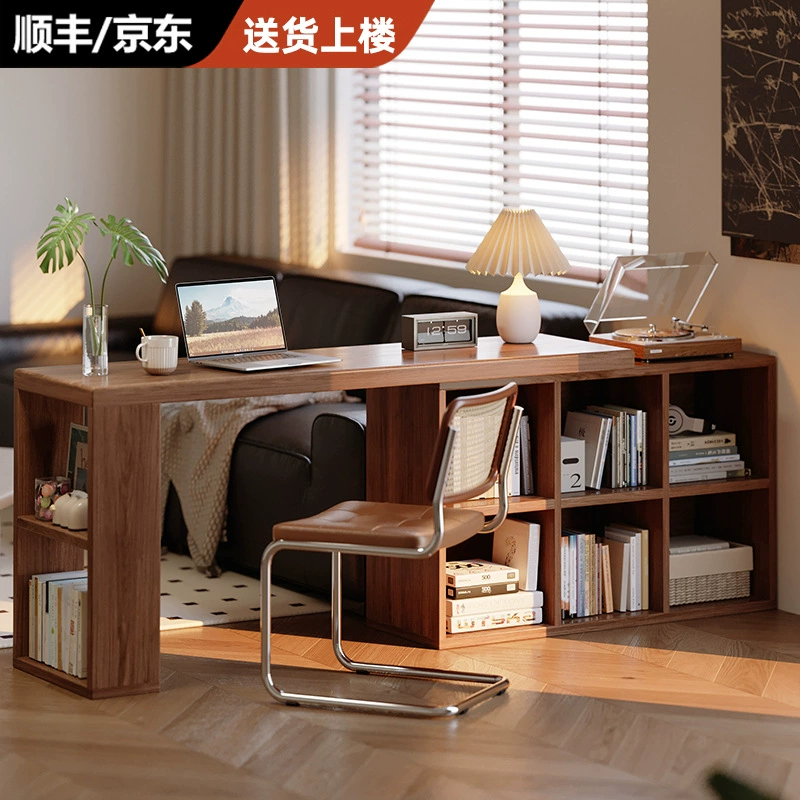 Стол и книжный шкаф из массива дерева, встроенный настенный выдвижной перегородочный стол для гостиной, компьютерный стол, длинный учебный стол