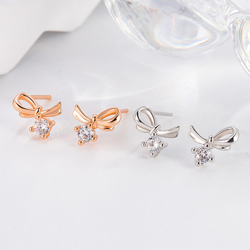 Korean sweet bow niche design light luxury earrings for women 2024 new winter fashion matching earrings