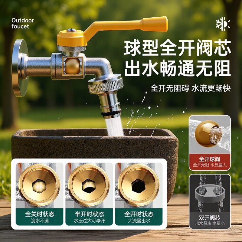 Factory Direct Sales of Explosion-Proof, Crack-Resistant, High-Flow Water Taps for Washing Machines, Mop Sinks, and Outdoor Watering