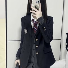 オリジナル jk 制服日本のスーツジャケット学生カレッジ 3 ピース学用品小さなスーツトップシンプルでファッショナブルな