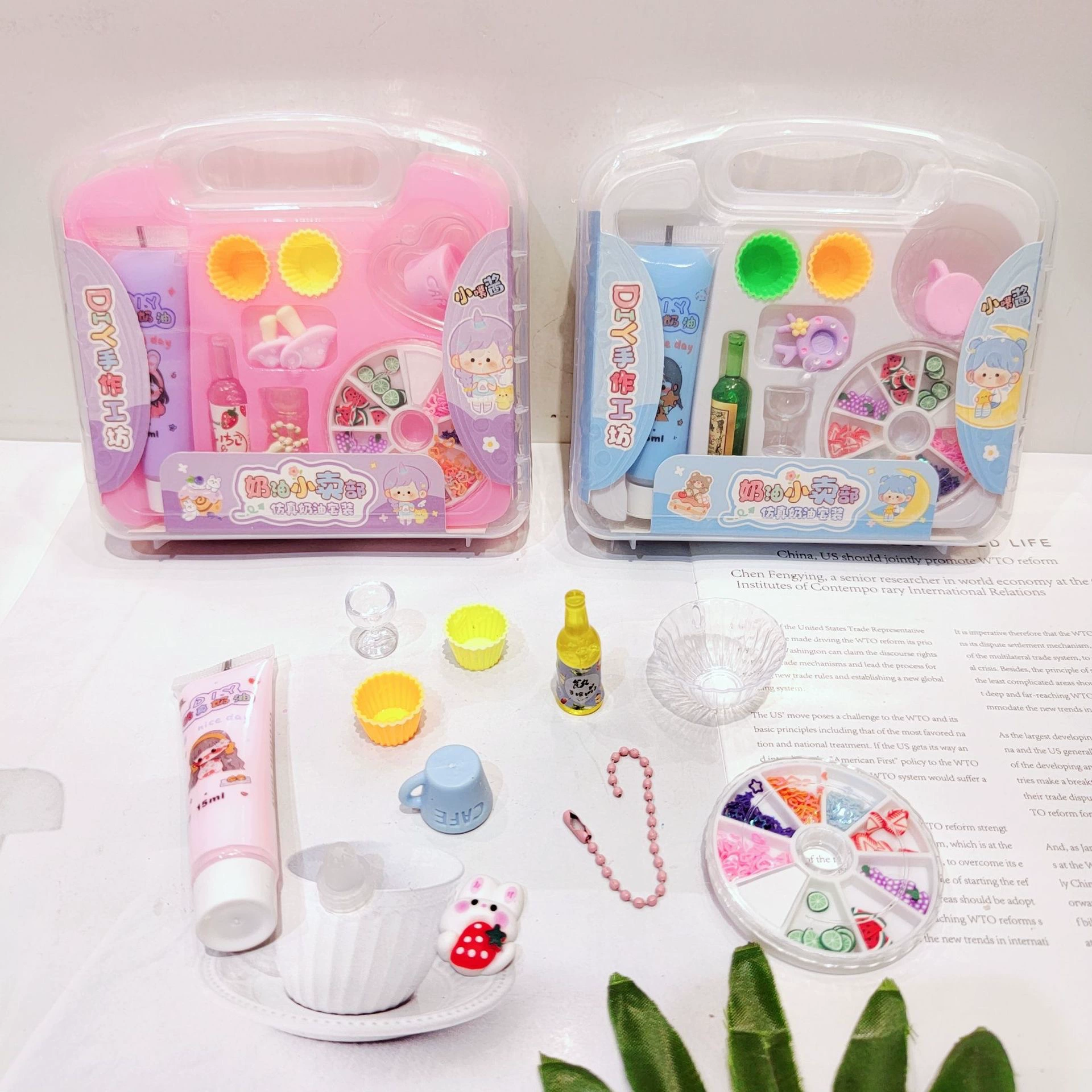Realistic cream dessert entertainment toy with butterfly for leisure, handmade