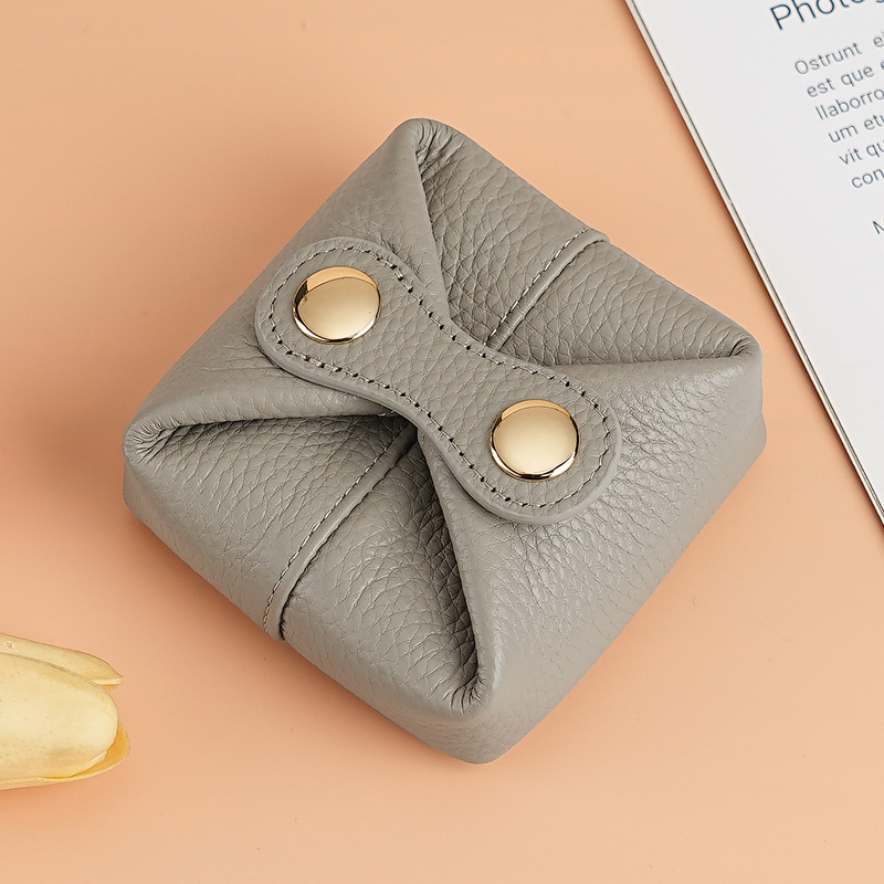 おしゃれ日韩系小銭入れソフト牛革ミニイヤホンキー女性コイン口赤収纳バッグ豆カバン