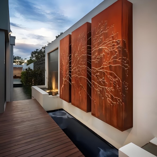 耐候钢雕塑镂空造型加工红锈板幕墙绿地园林景观小品景墙雕塑