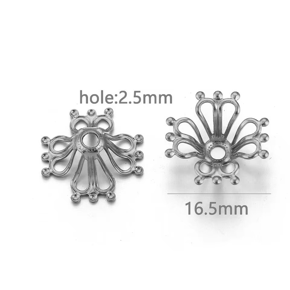 Petal de acero inoxidable sombrero de perlas 18K vacío chapado DIY collar pulsera joyería para hacer junta sombrero de perlas