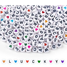 亚马逊爆款塑料26英文字母珠手链项链 黑白色儿童diy手工串珠现货