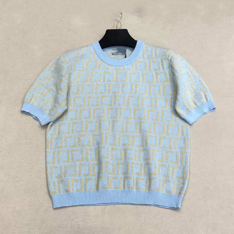 Spring and Summer New Gold Jacquard 2024 Knitted Sweater Round Neck Pullover Sweater Fashionable Slimming Trendy Hot Style for Women