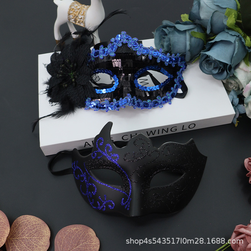 Tronos transfronterizos Amazon venta caliente máscara de fiesta de disfraces traje de moda pintura de media cara máscara de fiesta de carnaval