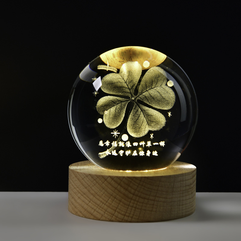 木質発光台座3d内彫刻水晶玉銀河太陽系創意デスクトップ小夜灯置物祝日プレゼント|undefined