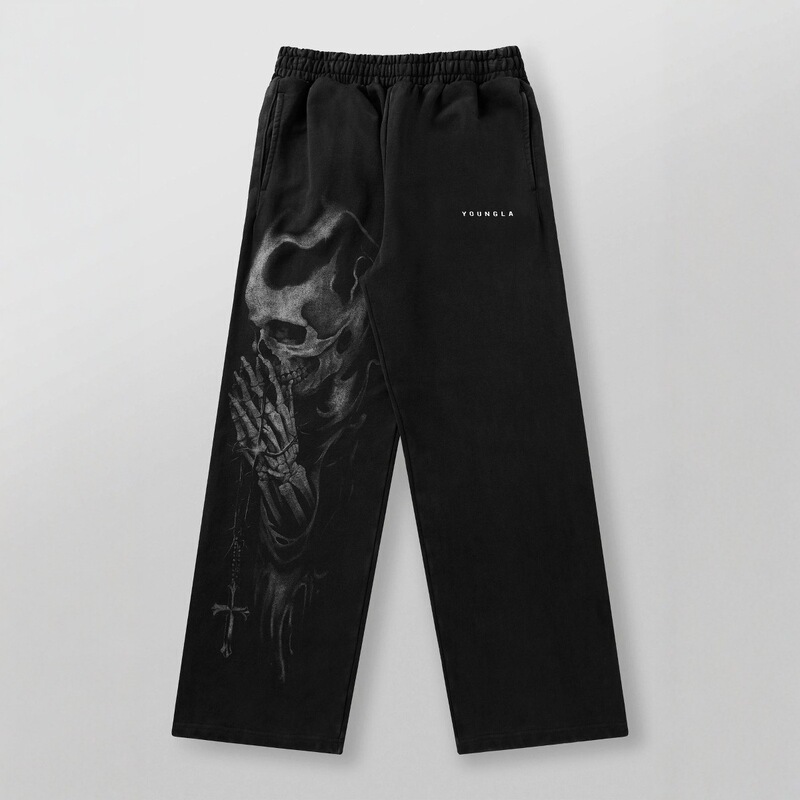 YOUNGLA New Men's Fitness Sports Pants American High Street Retro Hip Hop Style Printed Casual Pants