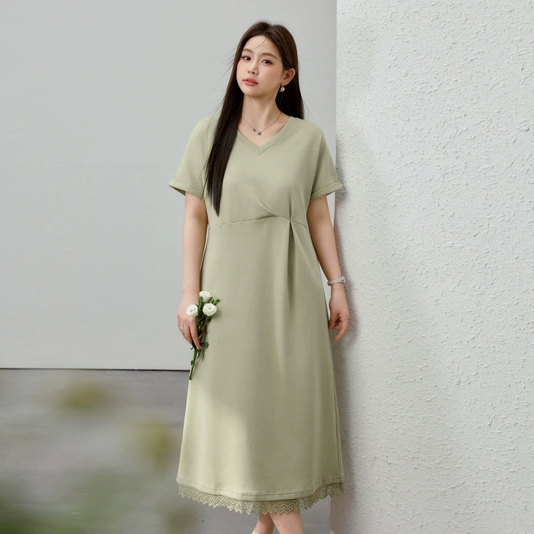 [модное свободное кружевное платье, закрывающее тело и придающее стройный вид] Тонкая и красивая женская одежда больших размеров для полных мм, весна 2025, новый стиль