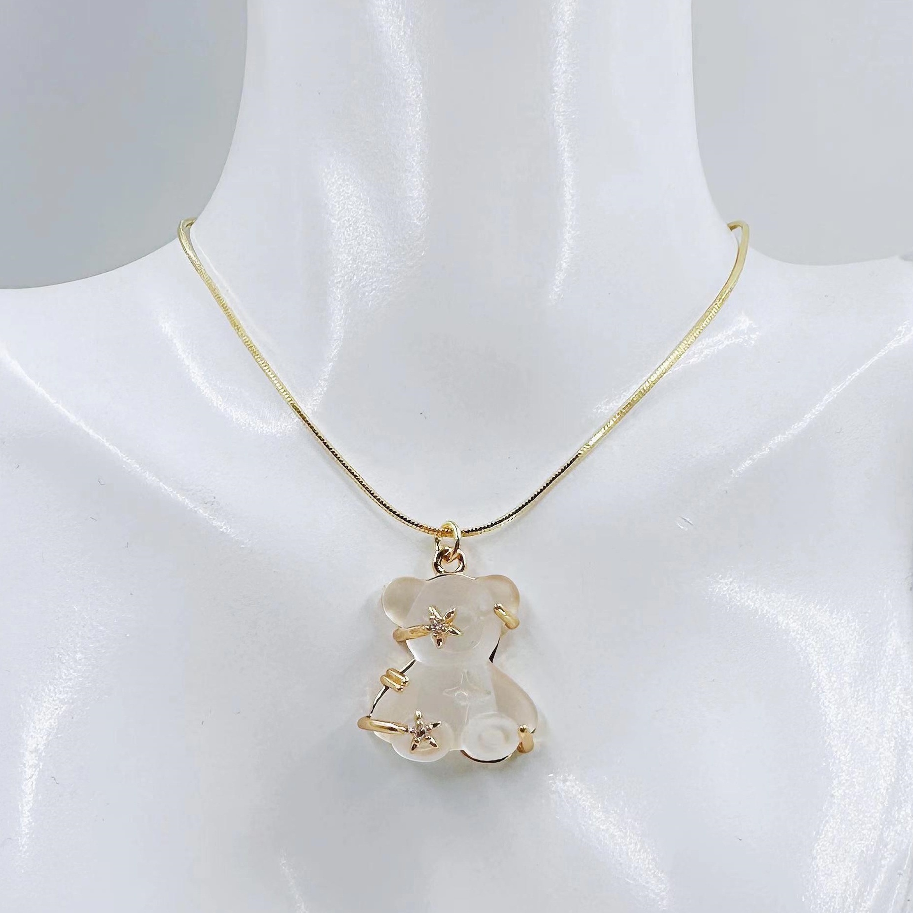 Resin Pendant Material Resin Copper Cute Bear Pendant Necklace
