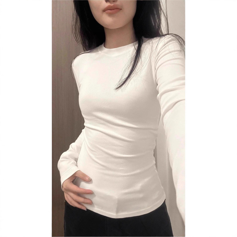 Autumn and Winter Slim Long-Sleeved T-Shirt High-End Fashion Slim Fit Velvet Top Outer Wear Pure Color Tight 2025 Bottoming New Style Autumn and Winter Slim Long-Sleeved T-Shirt High-End Fashion Slim Fit Velvet Top Outer Wear Pure Color Tight 2025 Bottoming New Style
