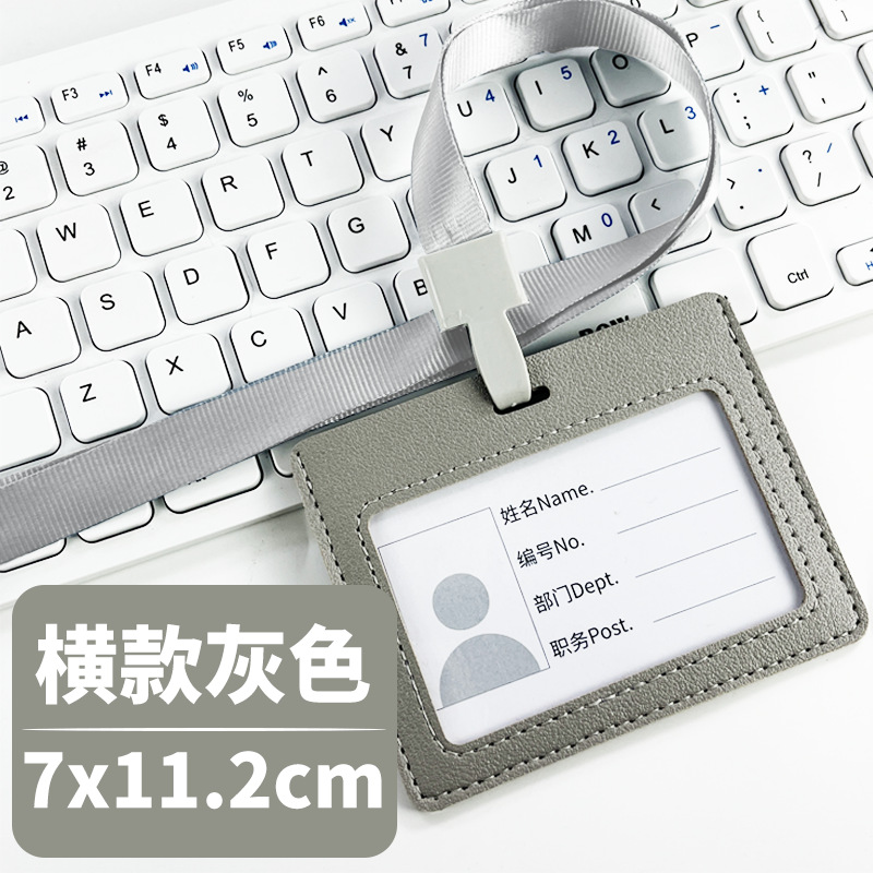 LOGO enviar tarjeta de papel de impresión listado titular de la tarjeta al por mayor En stock titular de la tarjeta de permiso de trabajo de cuero pu con cordón se puede personalizar