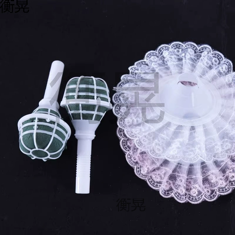 Свадебная ручная подставка для цветов, двухслойное цветочное кружево с грязевой подставкой для цветов, свадебные принадлежности, упаковочные материалы для цветочных магазинов