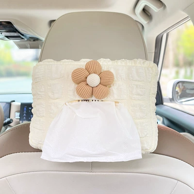 Car tissue box cute cartoon chair back hanging leather Tissue Bag car tissue box armrest box creative decoration