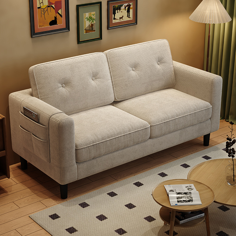 Sofa Living Room Small Apartment Bedroom Rental Apartment Clothing Store Rest Area New Double Three Person Fabric Sofa