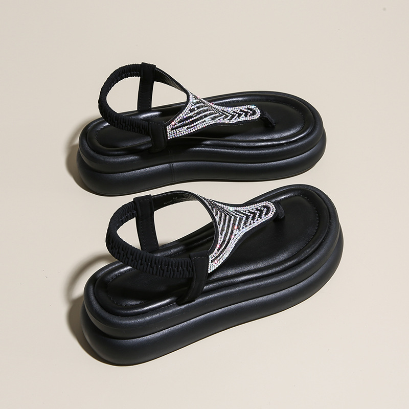 Sandali con punta piatta e strass Teh3812 per donna, estate 2025, design di alta moda all'aperto_voghion.com