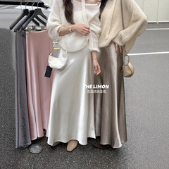 十三行韩系气质显瘦重磅高级感中长款鱼尾缎面半身裙女2025秋冬季