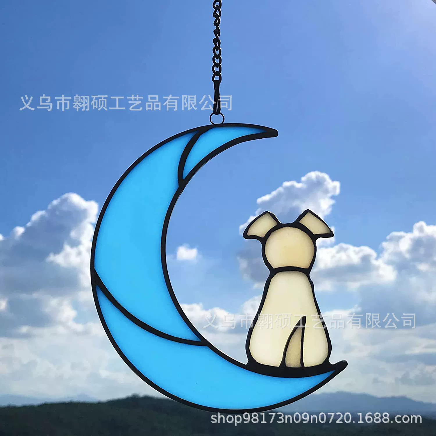 2023 Акриловый Подвесной Собака Сувенир Голубая Луна Окно Подвесной Светильник Ловец Домашнее Животное Потерянный Мемориал Подарок