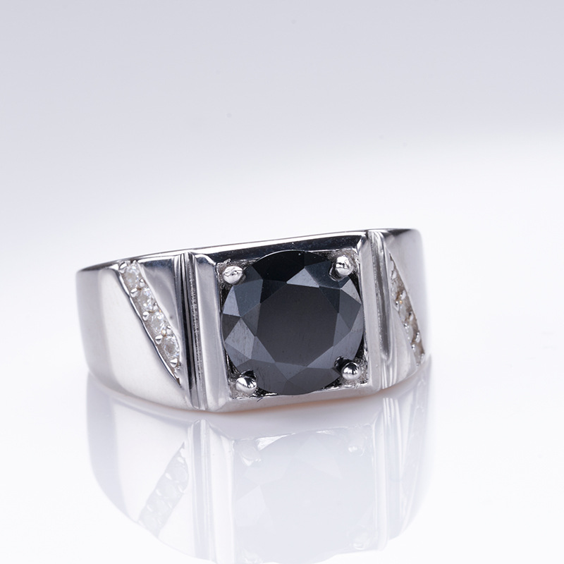 925 plata esterlina granada anillo de hombre rojo y negro moissanita anillo masculino chapado pt950 oro fábrica al por mayor en stock