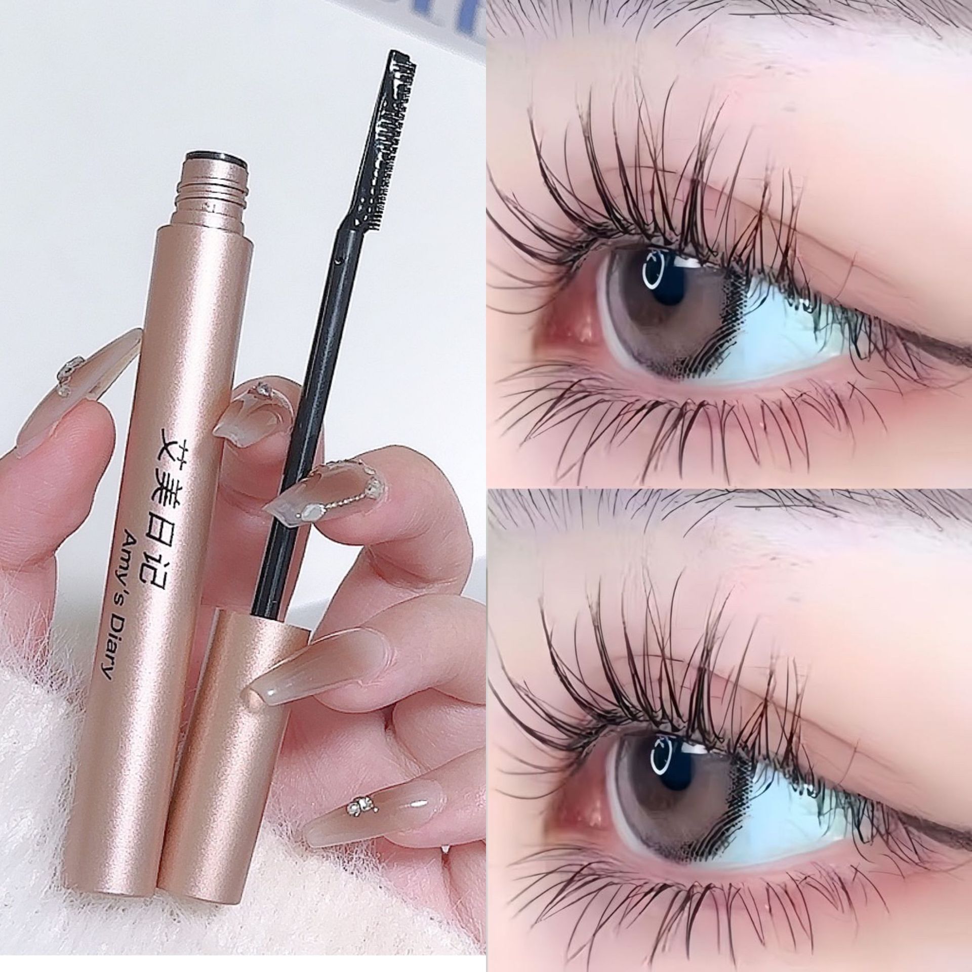 Net Red new slag female gold tube colorful mascara not easy to faint not easy to drag long green tube rolled gold tube cross-border