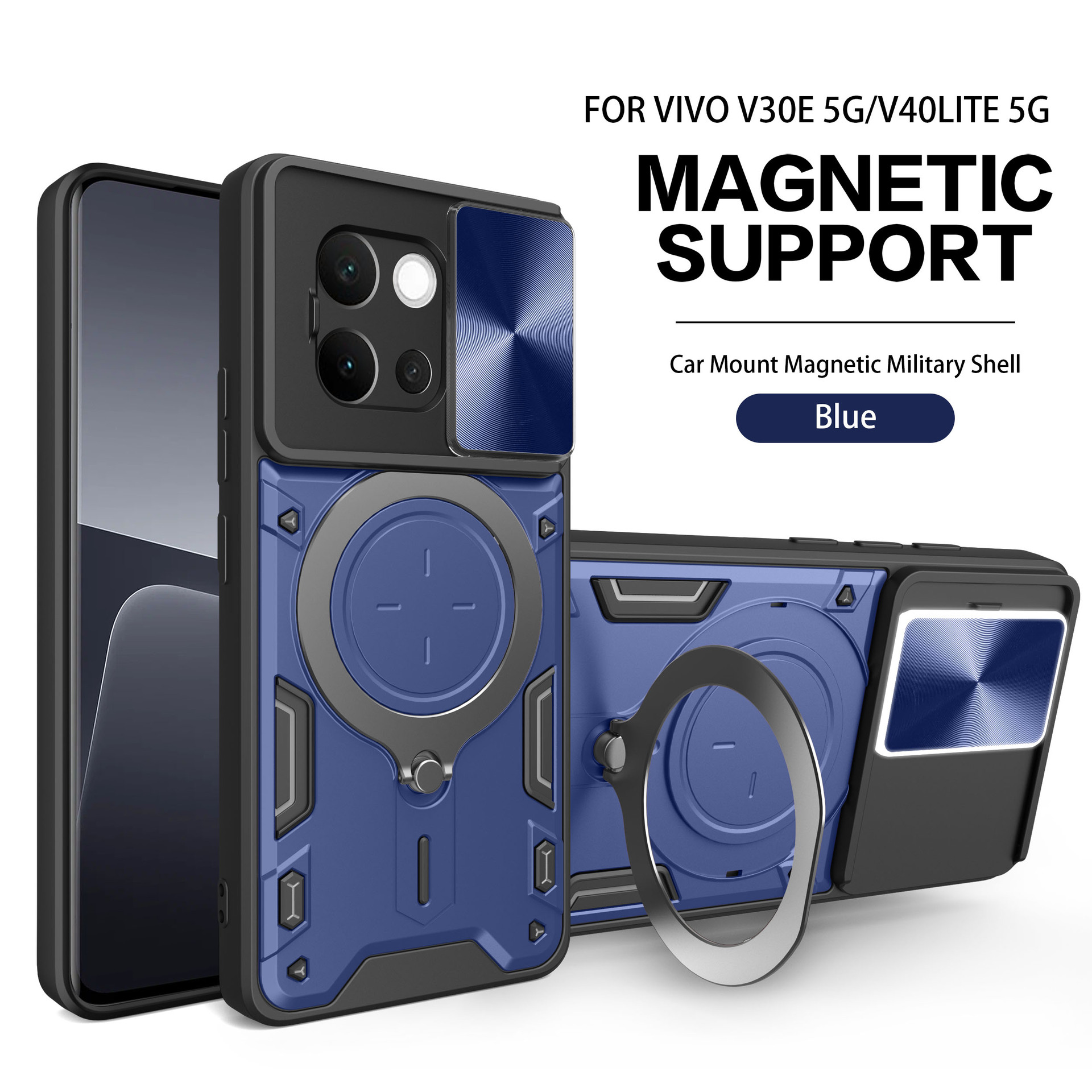 Adecuado para VIVO Y300Pro, carcasa para teléfono móvil con ventana de empuje, soporte magnético para automóvil iQOO Z10, cubierta protectora anti-caída