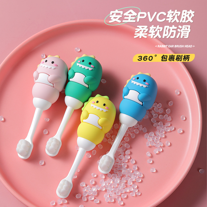 Cartoon Dinosaur Kidsren's Multi-Bristle Toothbrush Single Pack 3-6 Years Old Baby Toothbrush for Changing Teeth and Protecting Gums Soft-Bristle Toothbrush Manufacturer Wholesale