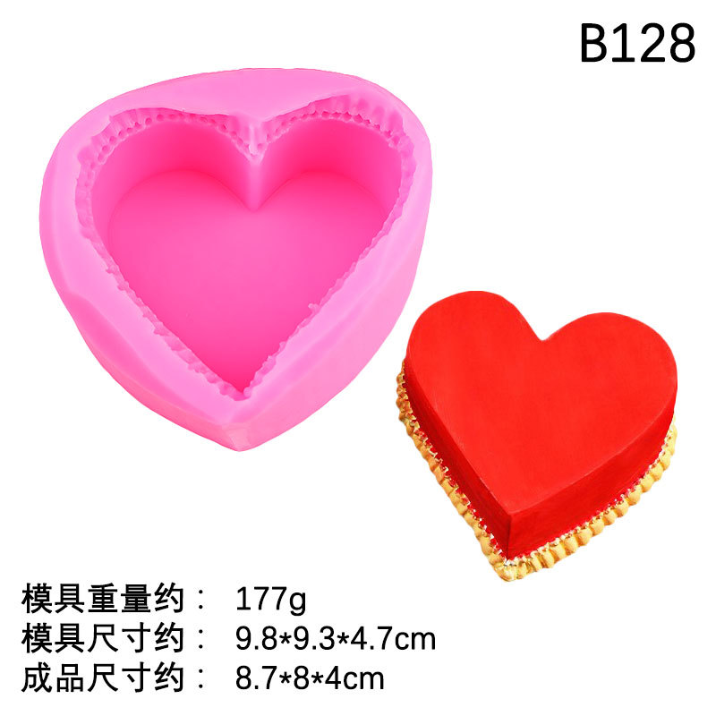 Decoración de la torta tridimensional amor pastel molde de silicona DIY creativo en forma de corazón aromaterapia yeso decoración de la vela del molde
