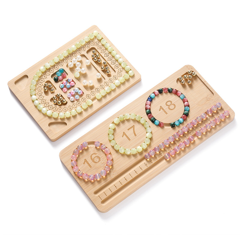 Wooden Beaded Tray Jewelry Design Tray Tool Tray Handmade DIY Jewelry Bracelet Display Tray Measuring Dial Wooden Beaded Tray Jewelry Design Tray Tool Tray Handmade DIY Jewelry Bracelet Display Tray Measuring Dial