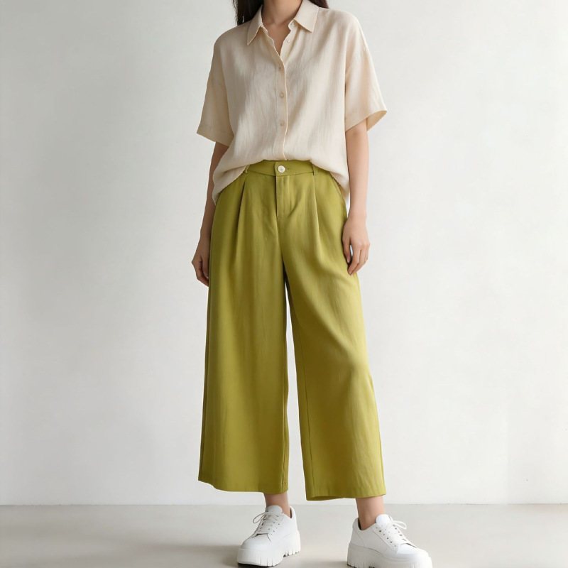【Nine-Point Tencel Wide-Leg Pants】New Summer Style Ice-Feel Tencel Cotton Wide-Leg Nine-Point Plus-Size Casual Pants 【Nine-Point Tencel Wide-Leg Pants】New Summer Style Ice-Feel Tencel Cotton Wide-Leg Nine-Point Plus-Size Casual Pants