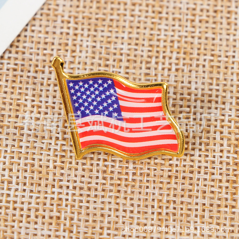 批发美国旗圆形心型四方形金属徽章