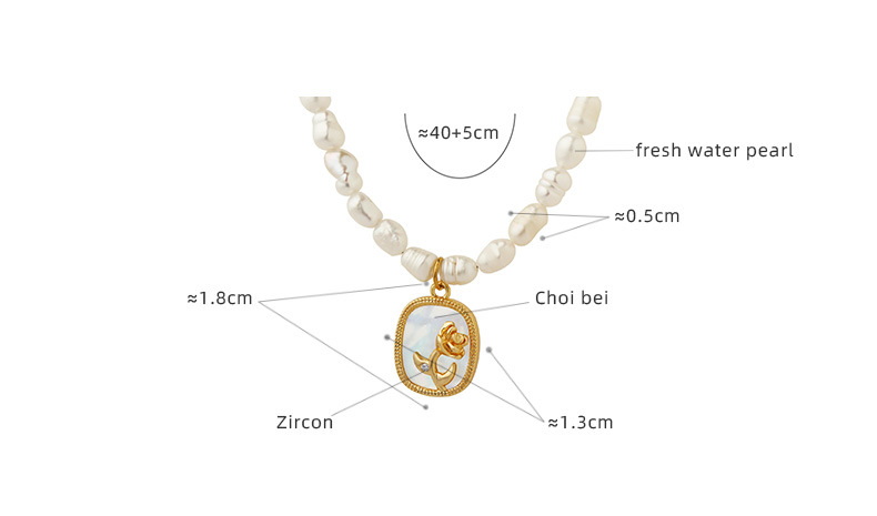 French Style Flower Titanium Steel Pendant Necklace Pearl Stainless Steel Necklaces